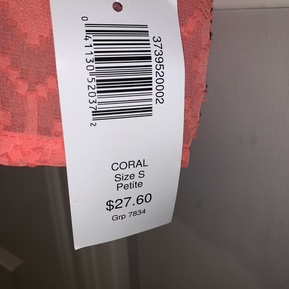 Bon Worth Women's Blouse Size SP CORAL NWT - Picture 8 of 9